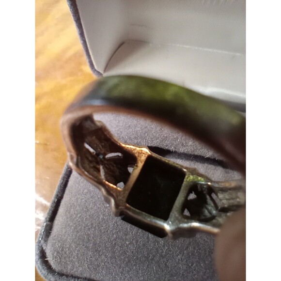 VTG Black Onyx Art Deco Ring Sterling Stamped 925 Size 7 - Picture 5 of 6